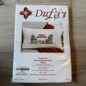 Duftin Santa and Animals Christmas Crosstitch‎ Pillow Kit Vintage Sealed